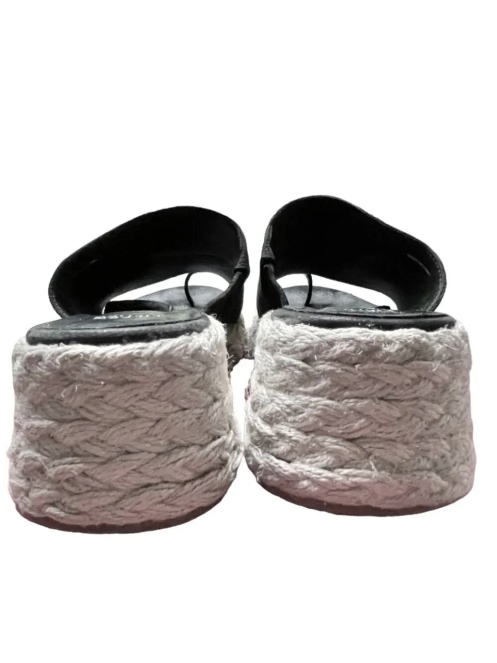 Eileen Fisher Black Tarry Toe Loop Espadrilles Wedge Slide Sandals Women’s 6